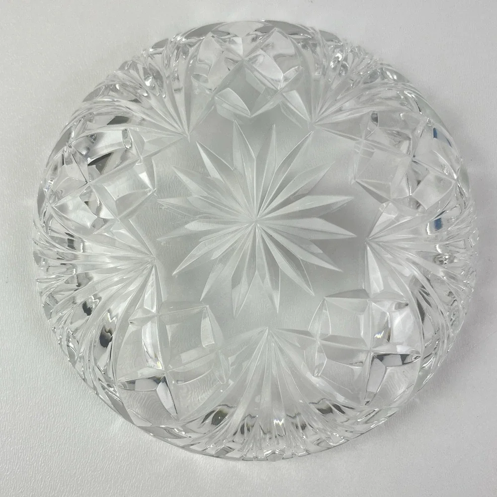 Vintage Cut Glass‎ Lead Crystal Plate Ashtray Candy Dish 5.5